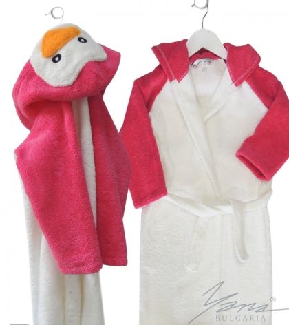 Bademantel für Kinder Pinguin rosa