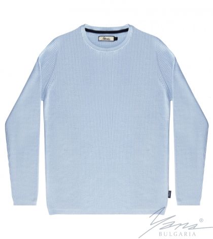 Men's round neck sweater, long sleeves, light blue