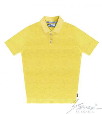 Men's polo collar shirt, short sleeves, yellow