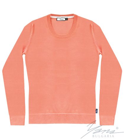 Women's crew neck sweater in coral