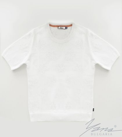 Women's crew neck sweater in white