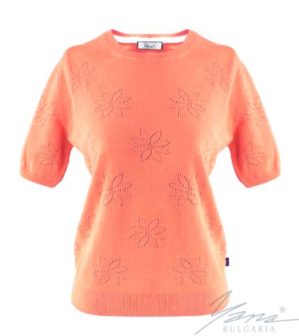 Women's crew neck sweater in coral