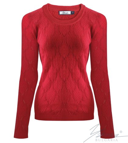 Damenpullover, Halssaum, rot