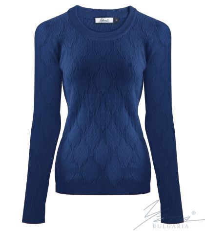 Damenpullover, Halssaum, royal