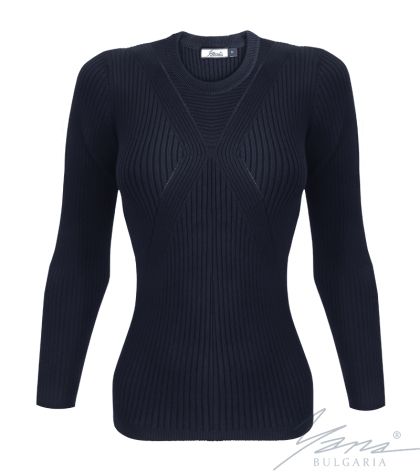 Damenpullover, Halssaum, blau