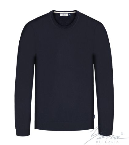 Herrenpullover aus dicker Wolle, Rundausschnitt, dunkelblau