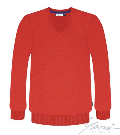 Herrenpullover, V-Ausschnitt, lange Ärmel, rot