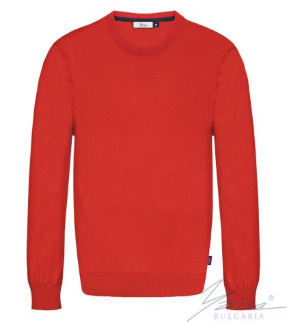 Herrenpullover, Rundausschnitt, lange Ärmel, rot