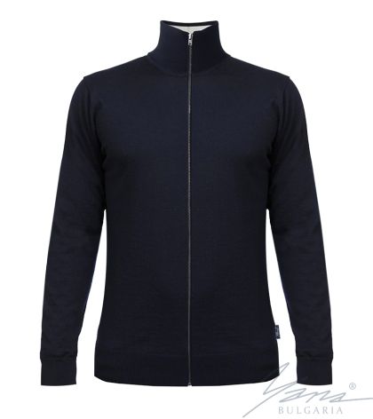 Кардиган мужской тонкий шерстяной на молнии, темно-синий