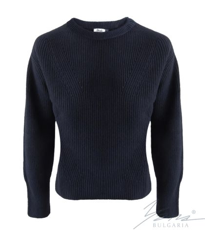 Women's crew neck sweater in dark blue