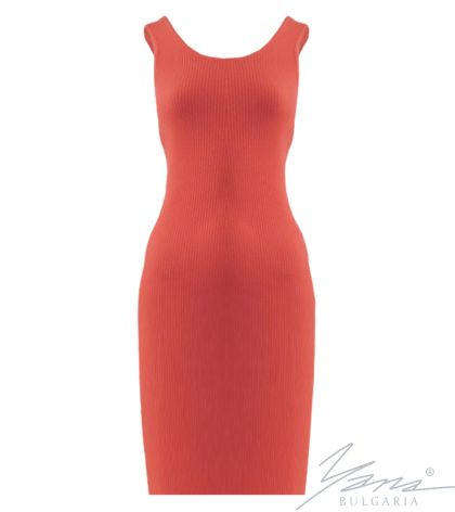 Damenkleid aus elastischem Strick, coral