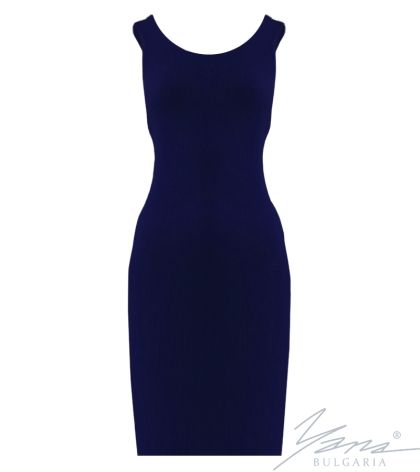 Damenkleid aus elastischem Strick, dukelblau