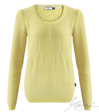 Damenpullover, Halssaum, gelb / hellgrau