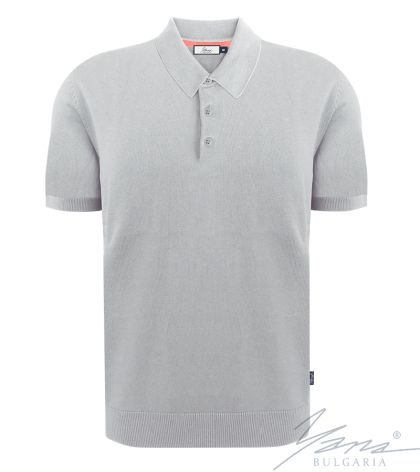 Men's polo collar shirt, short sleeves, gray