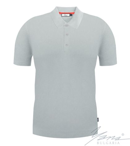 Men's polo collar shirt, short sleeves, gray