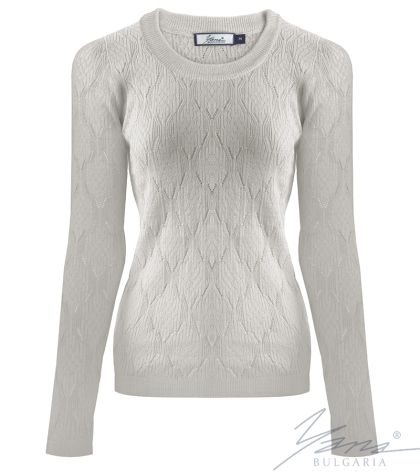 Damenpullover, Halssaum, grau