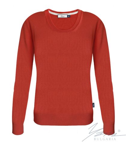 Damenpullover, Halssaum, rot