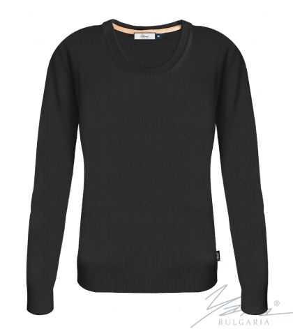 Damenpullover, Halssaum, schwarz