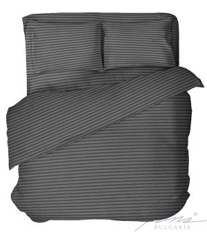 Луксозно спално бельо памук сатен сиво райе