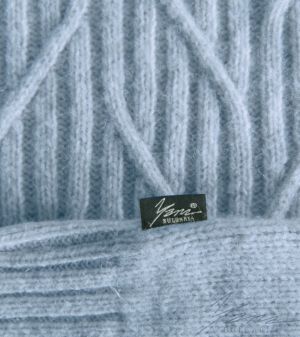 Women's sweater with high polo collar in blue