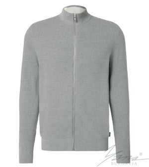 Men's wool full zip cardigan sweater in gray