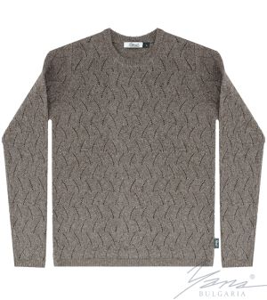 Damenpullover, Halssaum, dunkelbeige