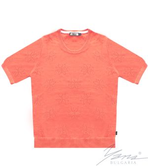 Women's crew neck sweater in coral