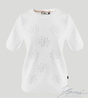 Women's crew neck sweater in white