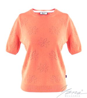 Women's crew neck sweater in coral