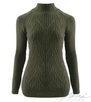 Women's sweater with french collar in green