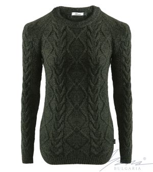 Women's crew neck sweater in dark green