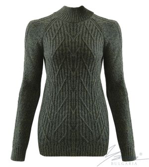 Women's sweater with french collar in dark green