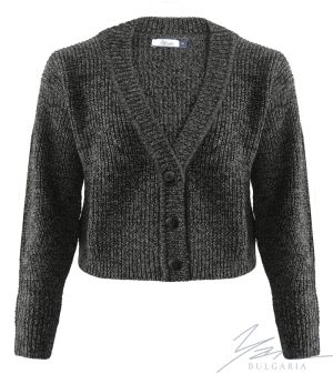 Women’s thick wool full buttons cardigan sweater in gree melange