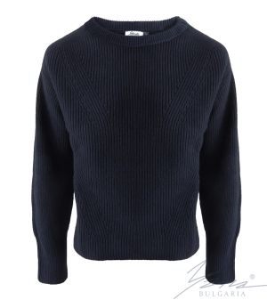 Women's crew neck sweater in dark blue