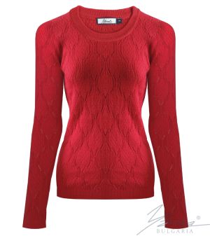 Women's crew neck sweater in red