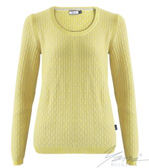 Women's crew neck sweater in yellow / light grey
