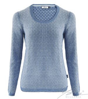 Women's crew neck sweater in light grey / blue