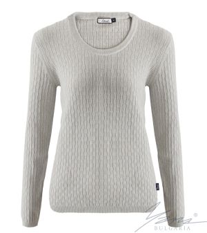 Women's crew neck sweater in light grey 