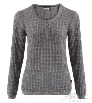 Women's crew neck sweater in dark grey / light grey