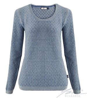 Women's crew neck sweater in blue / light grey
