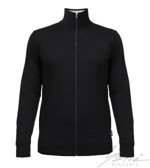 Men’s thin wool full zip cardigan sweater in dark blue 