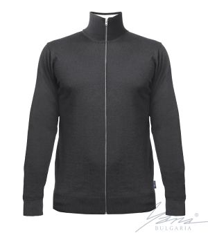 Men's wool full zip cardigan sweater in gray