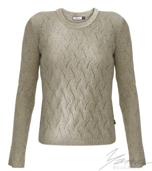 Women's crew neck sweater in light beige