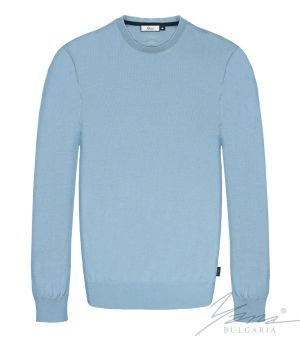 Мъжки пуловер обло деколте, дълъг ръкав, светло син