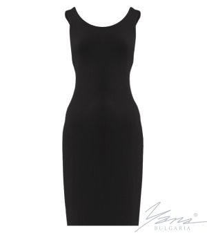 Damenkleid aus elastischem Strick, schwarz