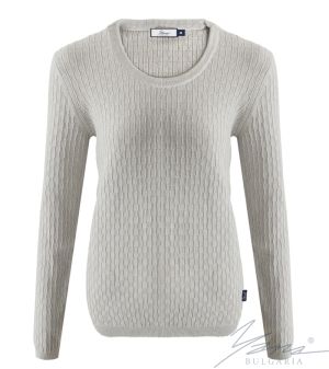 Дамски пуловер бие св. сив 