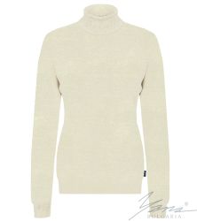Damen-Wollpullover mit Stehkragen, ecru