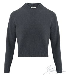 Damen-Wollpullover, spitz zulaufend, grau