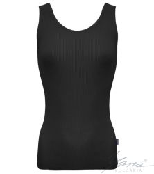 Damen-Tanktop aus elastischem Strick, schwarz