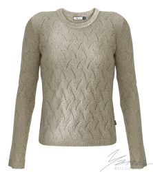 Damenpullover, Halssaum, hellbeige